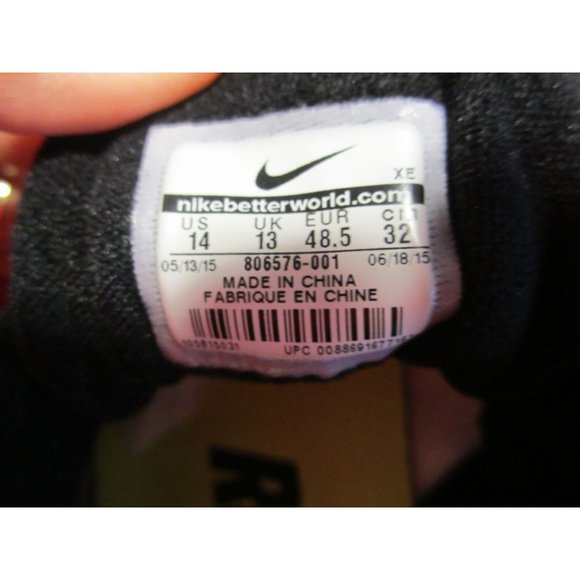 NIKE Z00M PEGASUS MENS BLACK TENNIS SHOES SIZE 14 main image 4